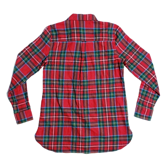 Old Navy Womens Lightweight Flannel Tunic Shirt Red Tartan Size Small NWT - Picture 3 of 5